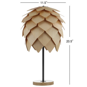 Simon 20.5" Pinecone Wood/Metal LED Table Lamp - JONATHAN Y